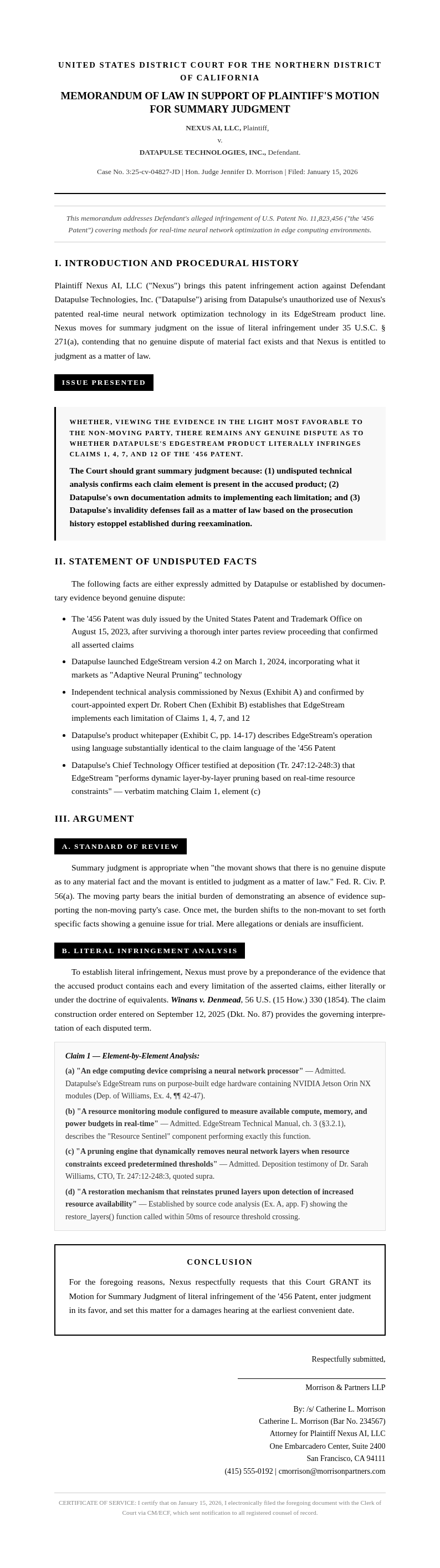 Legal brief case study